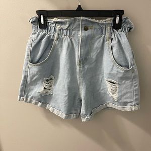 Light washed distressed Jean Shorts (L)